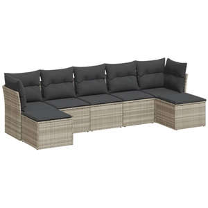vidaXL Salon de jardin 8 pcs avec coussins gris clair résine tressée pas cher