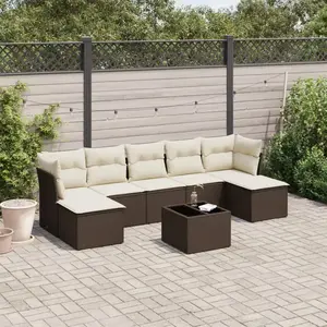 vidaXL - 8-delige - Loungeset - met - kussens - poly - rattan - bruin pas cher
