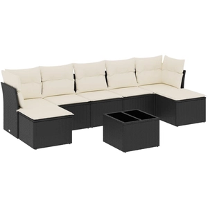 vidaXL Salon de jardin 8 pcs avec coussins noir résine tressée pas cher