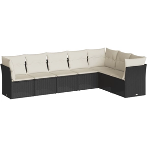 vidaXL Salon de jardin 8 pcs avec coussins noir résine tressée pas cher