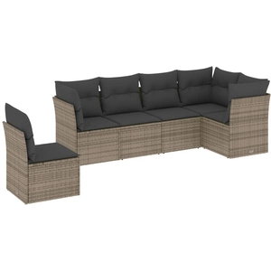 vidaXL Salon de jardin avec coussins 7 pcs gris résine tressée pas cher