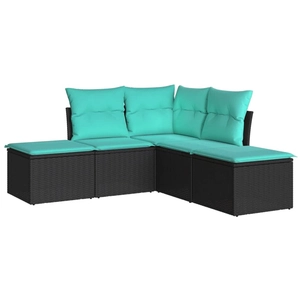 vidaXL Salon de jardin 6 pcs avec coussins noir résine tressée pas cher