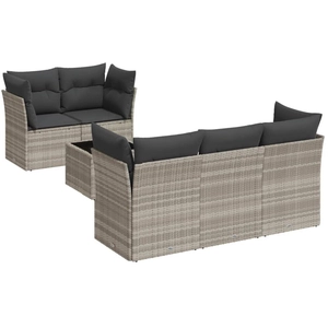 vidaXL Salon de jardin 6 pcs avec coussins gris clair résine tressée pas cher