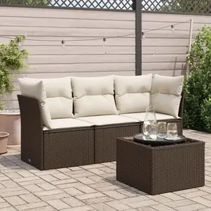 vidaXL - 4-delige - Loungeset - met - kussens - poly - rattan - bruin pas cher