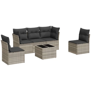 vidaXL Salon de jardin 6 pcs avec coussins gris clair résine tressée pas cher
