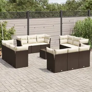 vidaXL - 13-delige - Loungeset - met - kussens - poly - rattan - bruin pas cher