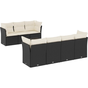 vidaXL Salon de jardin 8 pcs avec coussins noir résine tressée pas cher