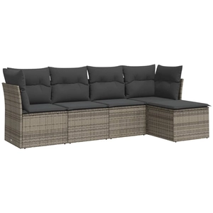 vidaXL Salon de jardin 6 pcs avec coussins gris résine tressée pas cher