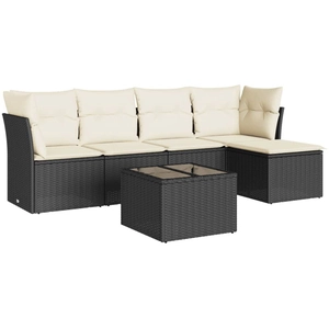 vidaXL Salon de jardin 6 pcs avec coussins noir résine tressée pas cher