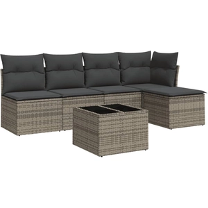 vidaXL Salon de jardin 6 pcs avec coussins gris résine tressée pas cher