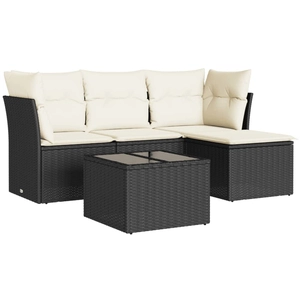 vidaXL Salon de jardin 4 pcs avec coussins noir résine tressée pas cher