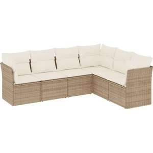 vidaXL Salon de jardin avec coussins 6 pcs beige résine tressée pas cher