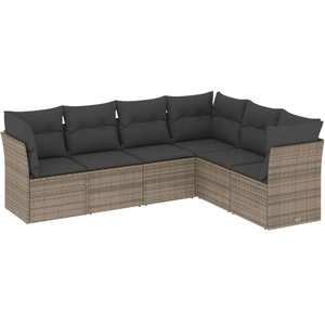 vidaXL Salon de jardin 6 pcs avec coussins gris résine tressée pas cher