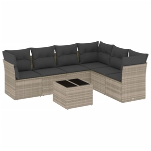 vidaXL Salon de jardin 6 pcs avec coussins gris clair résine tressée pas cher