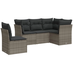 vidaXL Salon de jardin 6 pcs avec coussins gris résine tressée pas cher