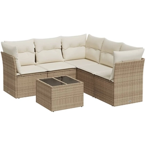 vidaXL Salon de jardin avec coussins 5 pcs beige résine tressée pas cher