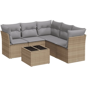 vidaXL Salon de jardin avec coussins 5 pcs beige résine tressée pas cher