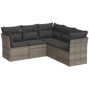 vidaXL Salon de jardin 5 pcs avec coussins gris résine tressée pas cher