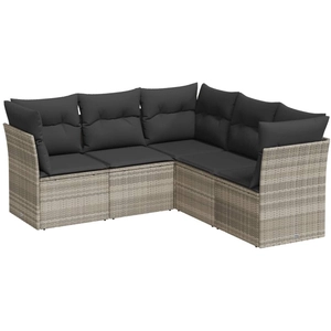 vidaXL Salon de jardin 5 pcs avec coussins gris clair résine tressée pas cher