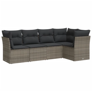 vidaXL Salon de jardin 6 pcs avec coussins gris résine tressée pas cher