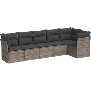 vidaXL Salon de jardin 6 pcs avec coussins gris résine tressée pas cher