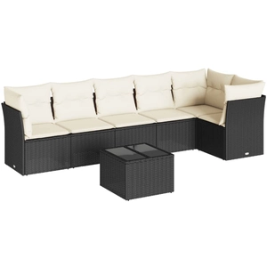 vidaXL Salon de jardin 6 pcs avec coussins noir résine tressée pas cher