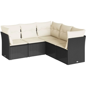 vidaXL Salon de jardin 6 pcs avec coussins noir résine tressée pas cher