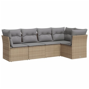 vidaXL Salon de jardin avec coussins 5 pcs beige résine tressée pas cher
