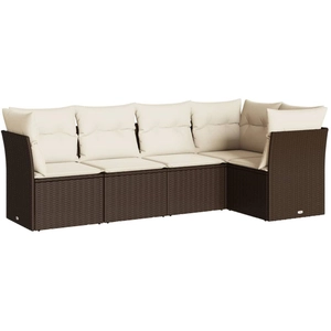 vidaXL Salon de jardin avec coussins 5 pcs marron résine tressée pas cher