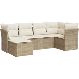 vidaXL Salon de jardin avec coussins 6 pcs beige résine tressée pas cher