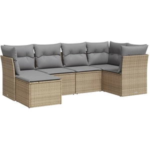 vidaXL Salon de jardin avec coussins 6 pcs beige résine tressée pas cher