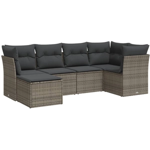 vidaXL Salon de jardin 6 pcs avec coussins gris résine tressée pas cher