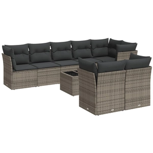 vidaXL Salon de jardin 8 pcs avec coussins gris résine tressée pas cher