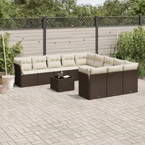vidaXL - 12-delige - Loungeset - met - kussens - poly - rattan - bruin pas cher