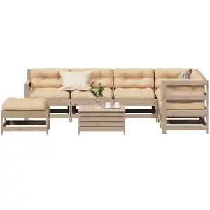 vidaXL Salon de jardin 8 pcs avec coussins Bois de pin massif pas cher