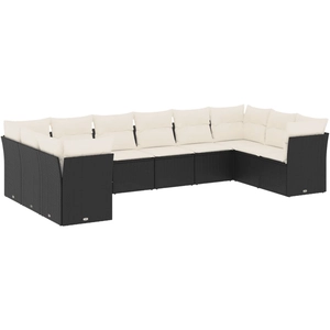 vidaXL Salon de jardin 11 pcs avec coussins noir résine tressée pas cher