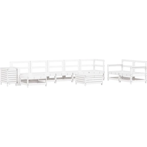 vidaXL Salon de jardin 10 pcs blanc bois de pin massif pas cher