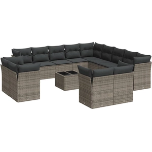 Comparateur de prix : vidaXL Salon de jardin avec coussins 14 pcs gris résine tressée