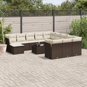 vidaXL - 13-delige - Loungeset - met - kussens - poly - rattan - bruin pas cher