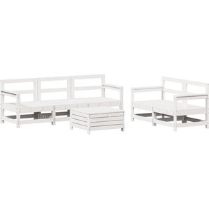 vidaXL Salon de jardin 6 pcs blanc bois de pin massif pas cher