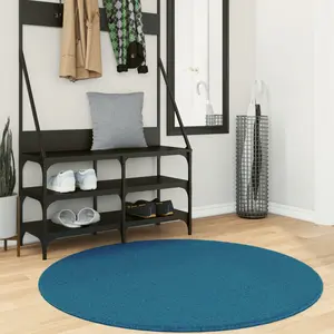 vidaXL Tapis OVIEDO à poils courts turquoise Ø 120 cm pas cher