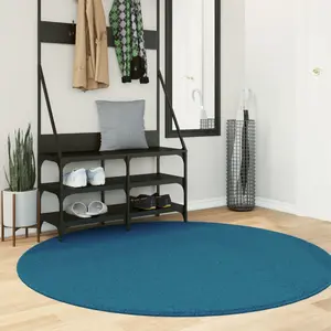 vidaXL Tapis OVIEDO à poils courts turquoise Ø 160 cm pas cher