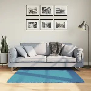 vidaXL Tapis OVIEDO à poils courts turquoise 120x120 cm pas cher