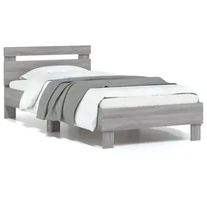 vidaXL Cadre de lit avec tête de lit sonoma gris 75x190 cm pas cher