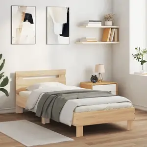 vidaXL Cadre de lit avec tête de lit chêne sonoma 75x190 cm pas cher
