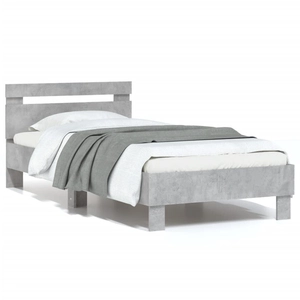 vidaXL Cadre de lit tête de lit gris béton 75x190 cm bois ingénierie pas cher