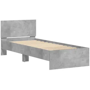 vidaXL Cadre de lit avec tête de lit gris béton 90x200 cm pas cher