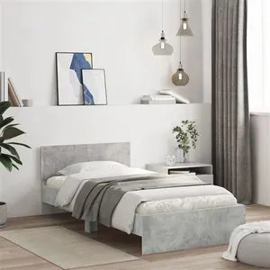 vidaXL Cadre de lit avec tête de lit gris béton 100x200 cm pas cher