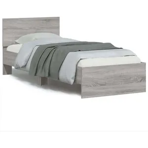 vidaXL Cadre de lit avec tête de lit sonoma gris 90x200 cm pas cher