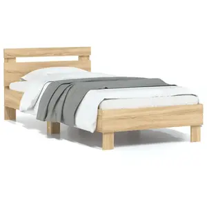 Comparateur de prix : vidaXL Cadre de lit tête de lit chêne sonoma 90x190 cm bois ingénierie